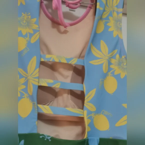 NWT Lime Ricki Passionfruit Highg Neck  One Piece Swimsuit - Picture 6 of 8